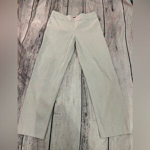 Krazy Larry Cropped Stretch Pants Womens Heather Gray White Pull On Straight Leg